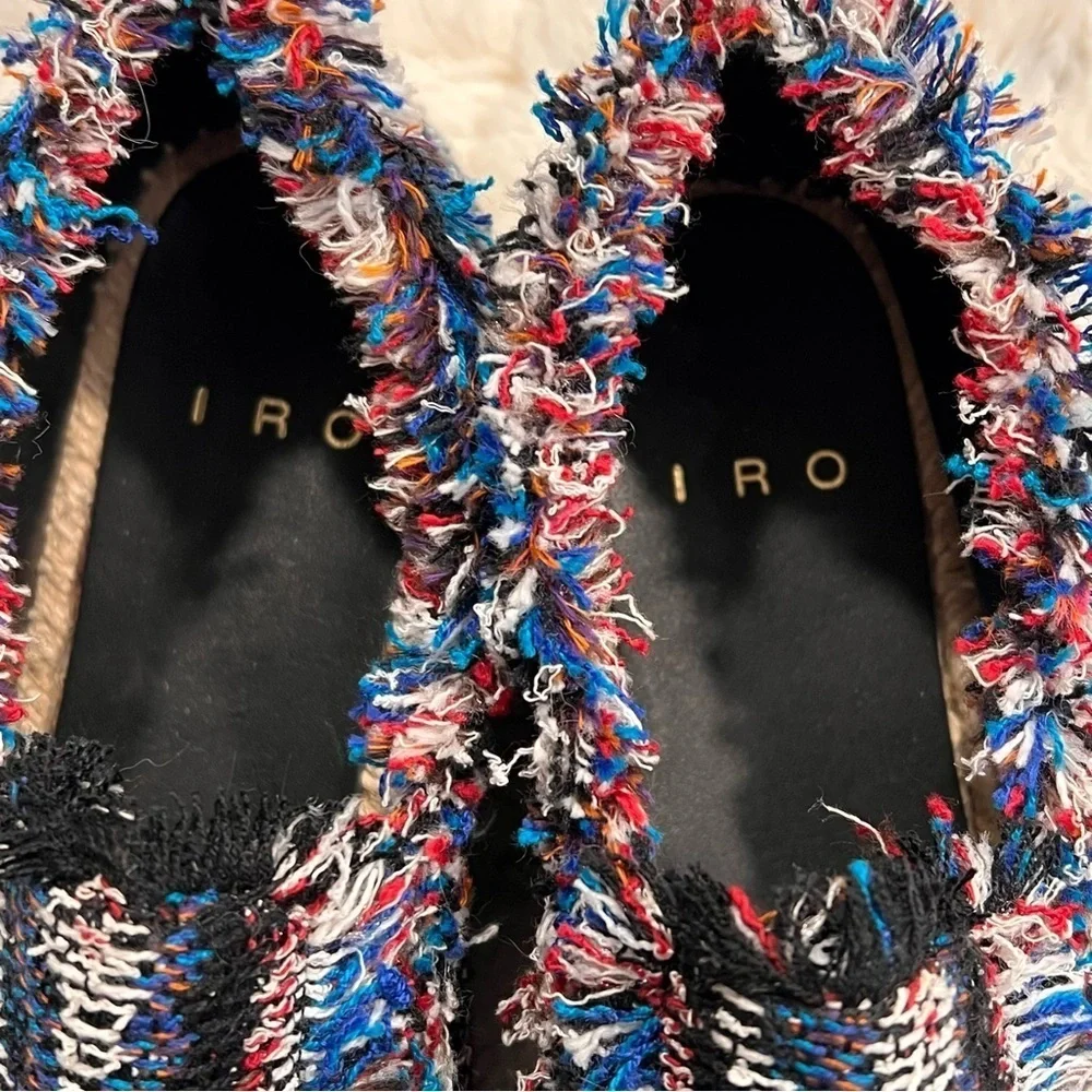 IRO Spadry Tweed Knit Fringe Espadrilles Sz-38/8